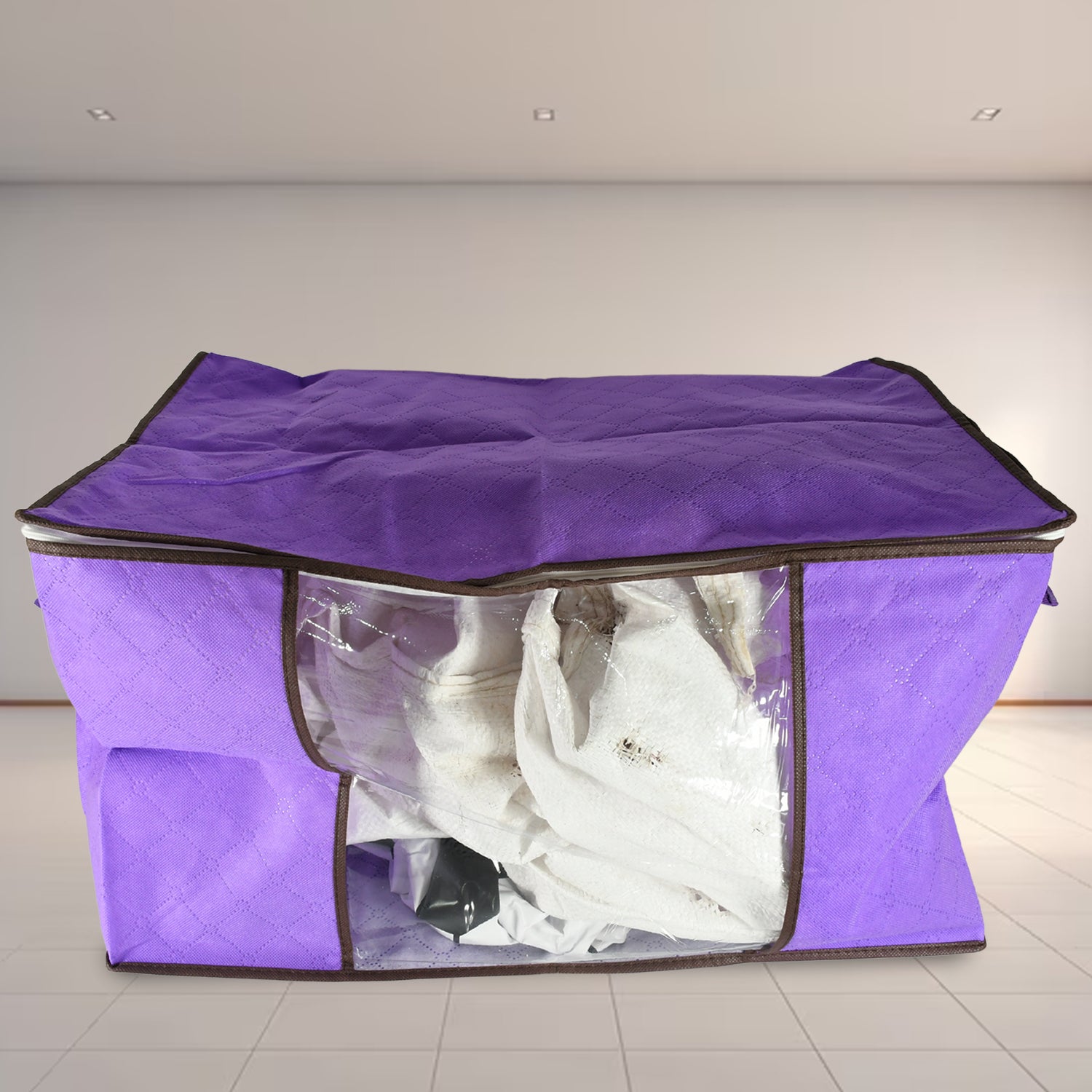 Clothing storage bag with zipper, non-woven storage bag for storing the clothes and sarees. Clothing storage bag with zipper, non-woven storage bag for storing the clothes and sarees.
